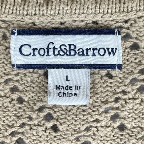 Croft and Barrow Knit Button Down Sweater Women's Large Tan Preppy Academia - Picture 3 of 9